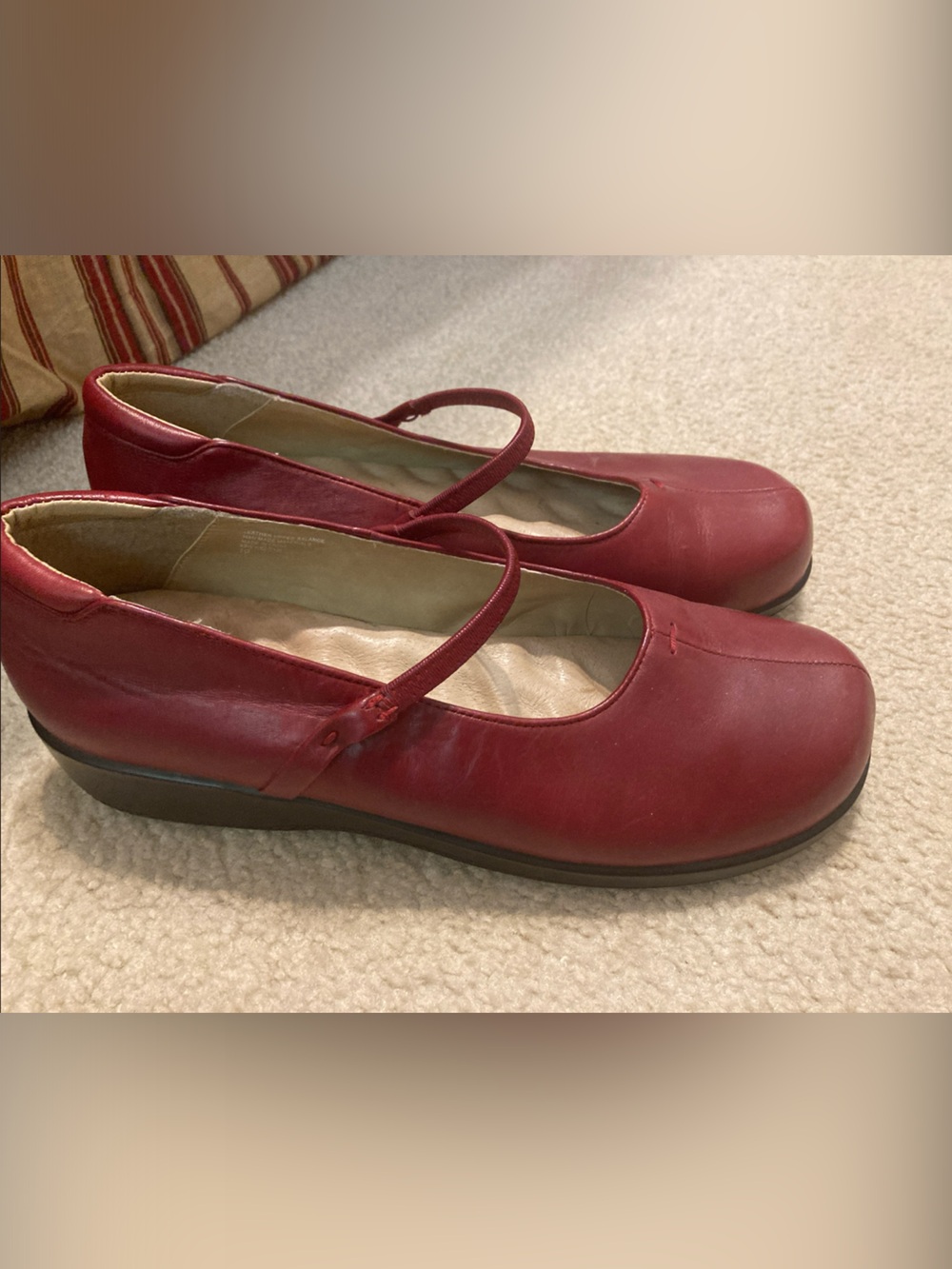 Women’s Red Leather Mary Jane Flats - Comfortable Everyday Shoe
